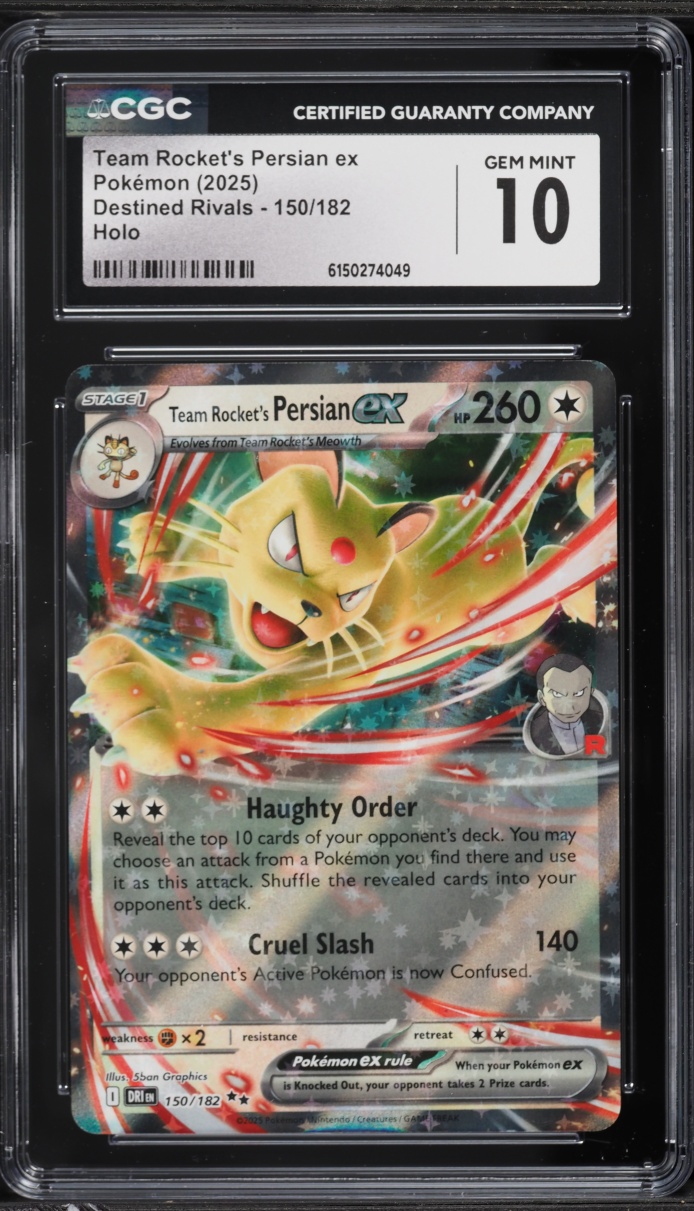 2025 Pokemon Scarlet & Violet Destined Rivals Holo Team Rocket's Persian ex #150 CGC 10 GEM