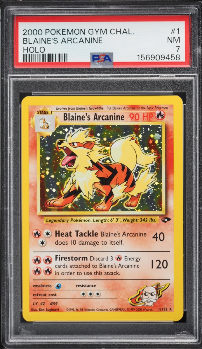 2000 Pokemon Gym Challenge Holo Blaine's Arcanine #1 PSA 7 NRMT