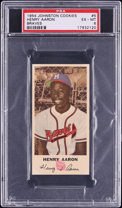 1954 Johnston Cookies Braves Hank Aaron ROOKIE #5 PSA 6 EXMT