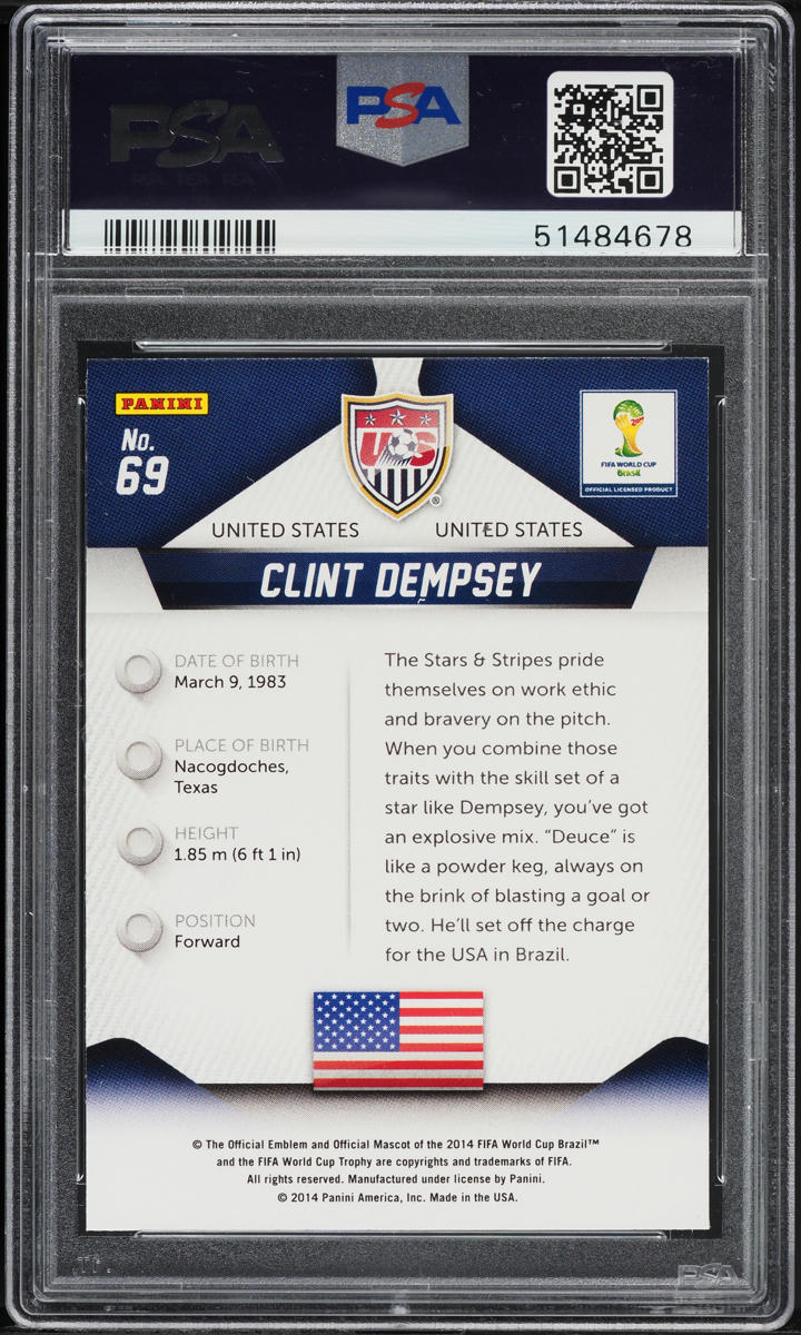 2014 Panini Prizm World Cup Clint Dempsey #69 PSA 9 MINT