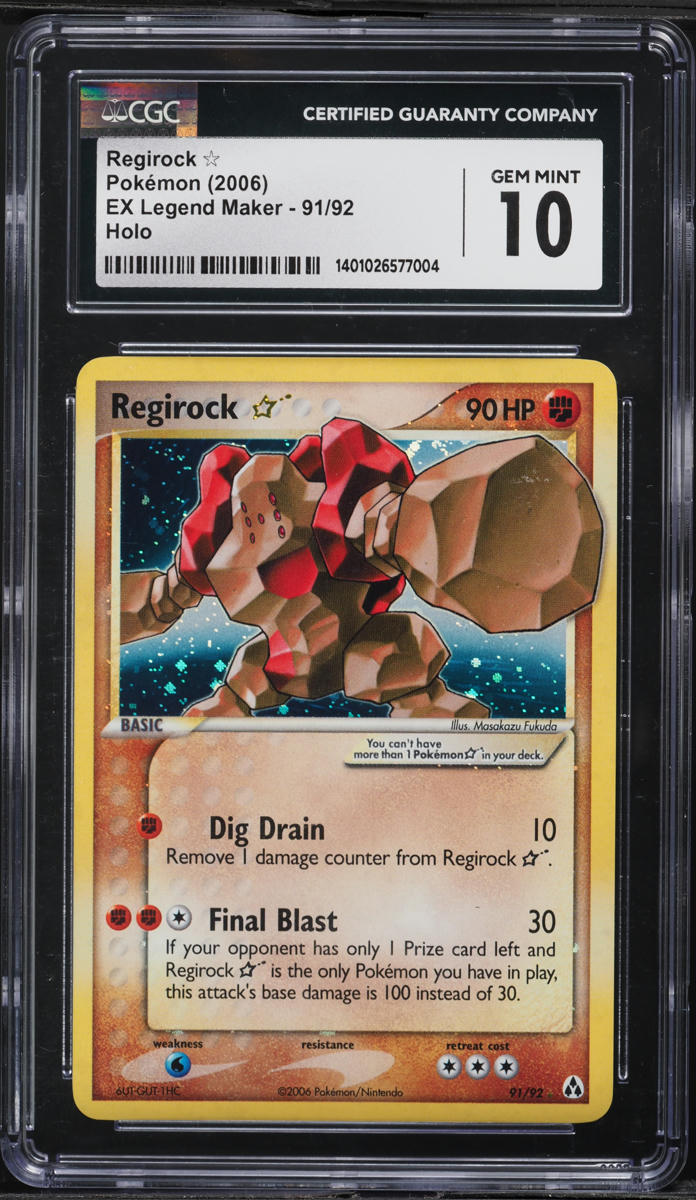 2006 Pokemon EX Legend Maker Holo Regirock Gold Star #91 CGC 10 GEM MINT