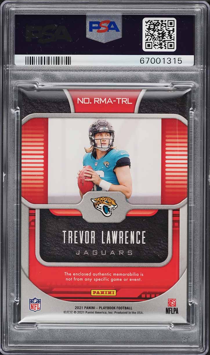 2021 Panini Playbook Materials Trevor Lawrence ROOKIE PATCH #RMA-TRL PSA 8 NM-MT