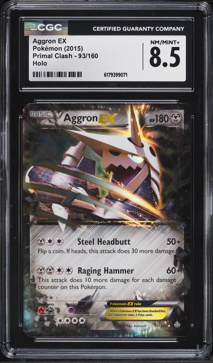 2015 Pokemon XY Primal Clash Holo Aggron EX #93 CGC 8.5 NM-MT+