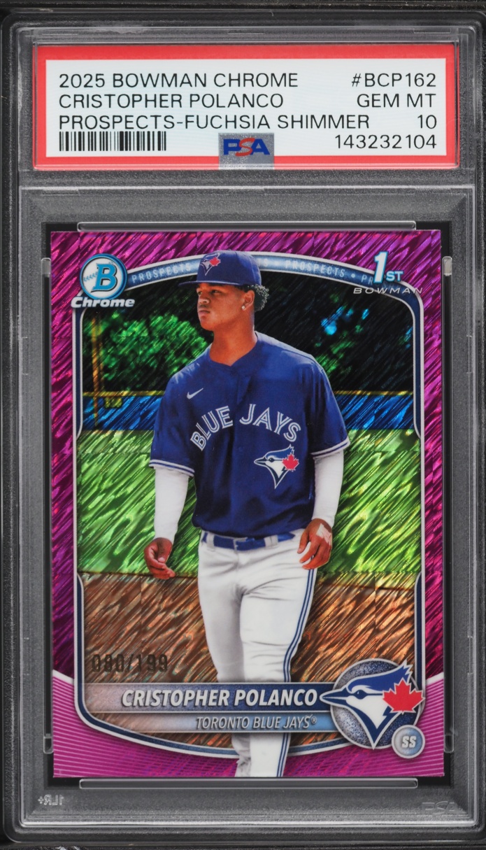 2025 Bowman Chrome Fuchsia Shimmer Cristopher Polanco PROSPECT /199 #BCP162 PSA 10 GEM MINT