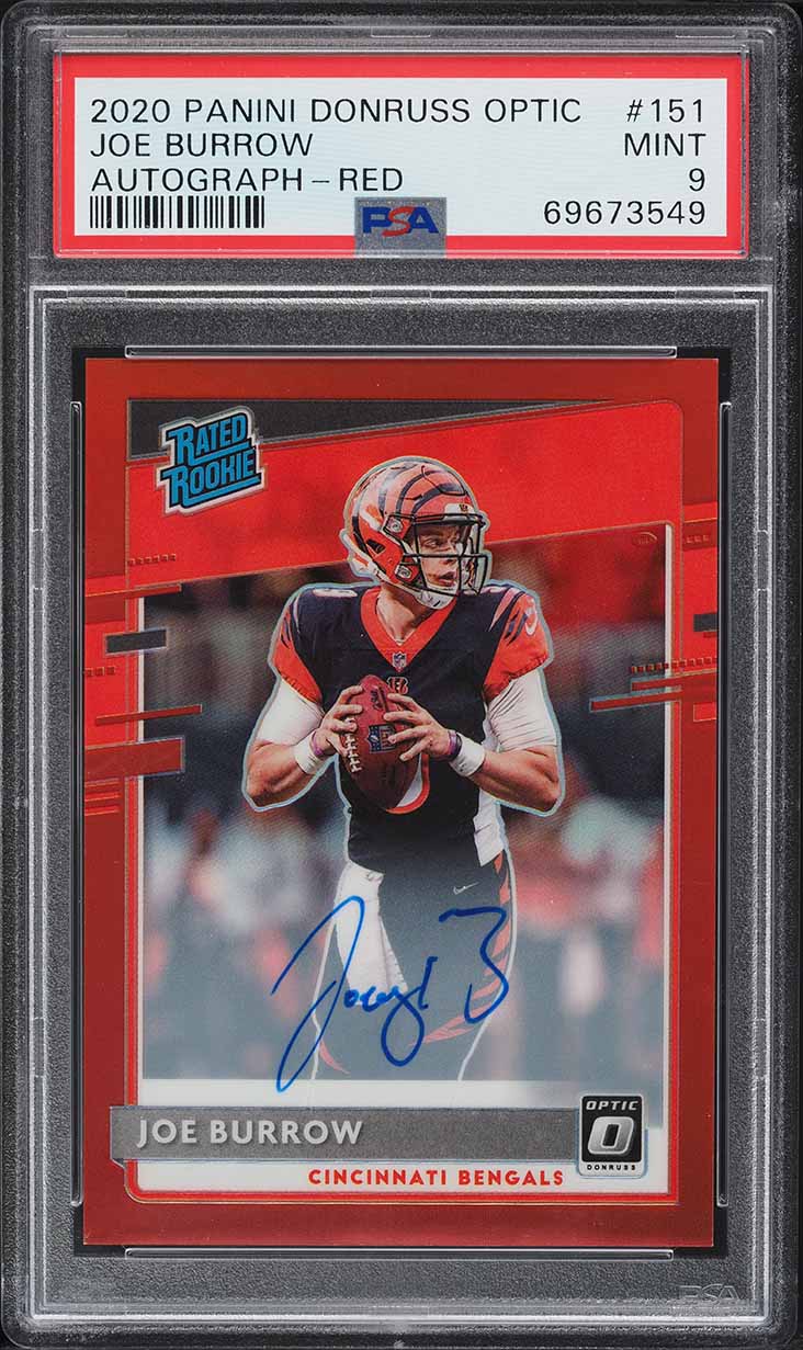 2020 Donruss Optic Red Joe Burrow ROOKIE AUTO /50 #151 PSA 9 MINT