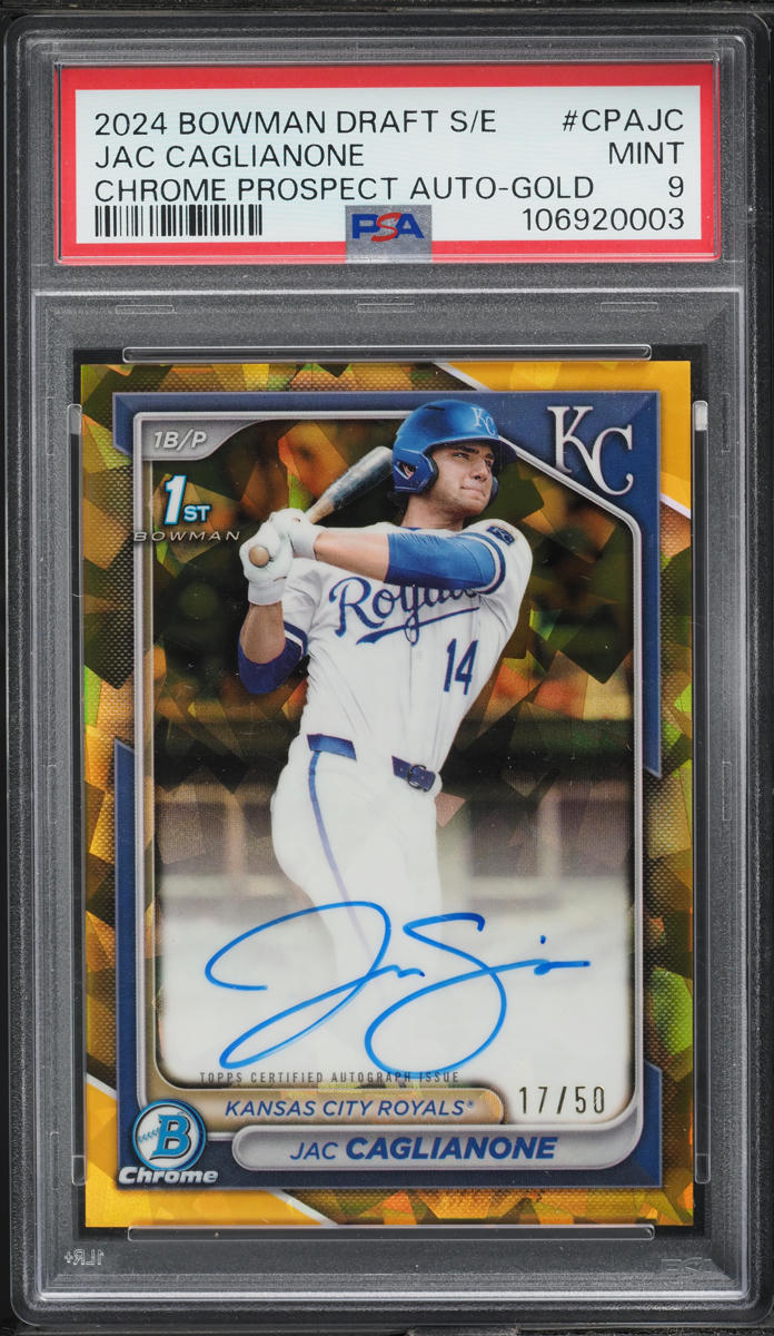 2024 Bowman Chrome Sapphire Gold Jac Caglianone PROSPECT AUTO /50 #CPA-JC PSA 9 MINT
