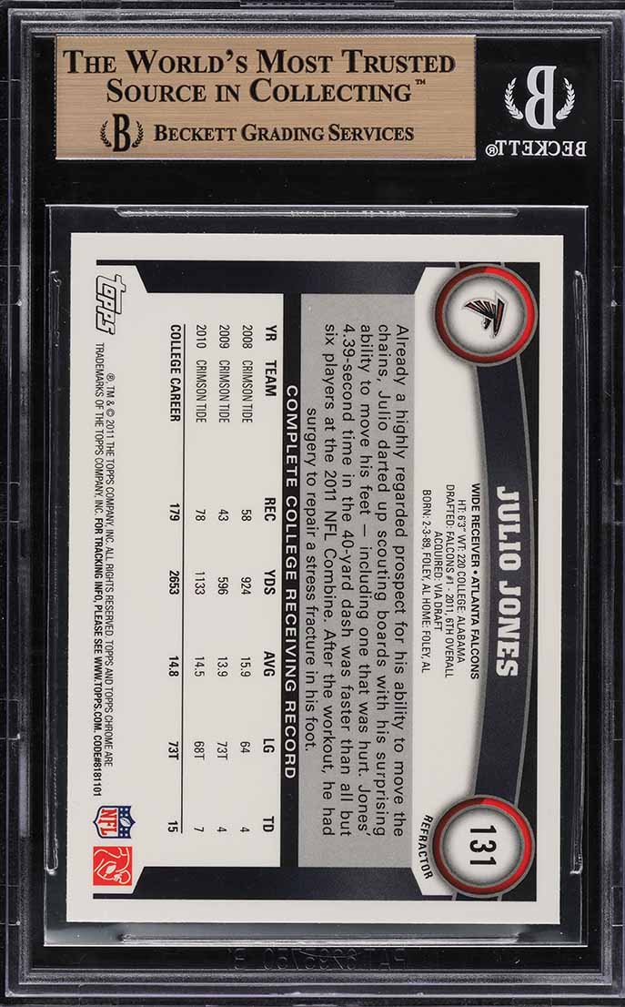 2011 Topps Chrome Refractor Julio Jones ROOKIE #131 BGS 9.5 GEM MINT