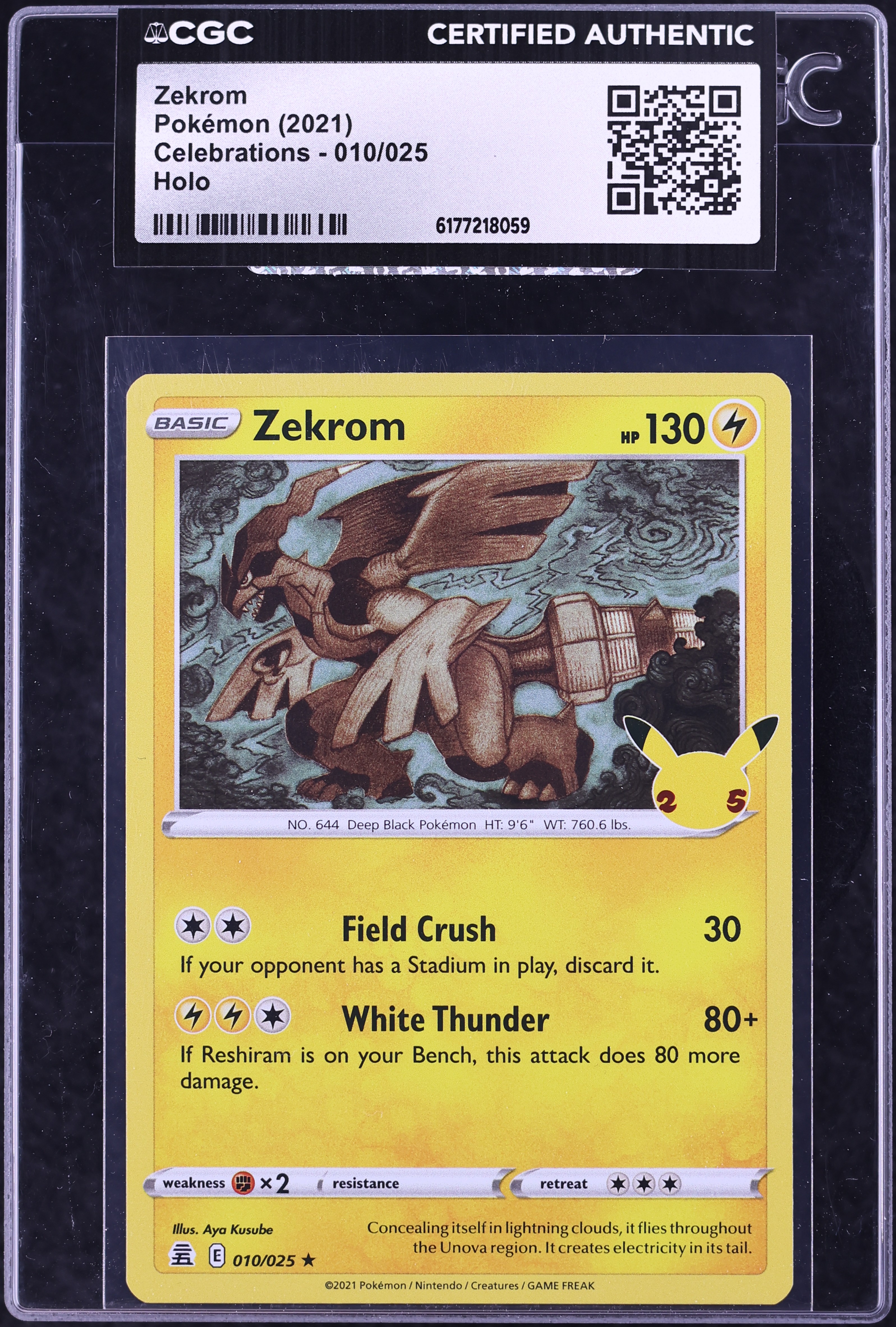 2021 Pokemon Sword & Shield Celebrations Holo Zekrom #10 CGC AUTH