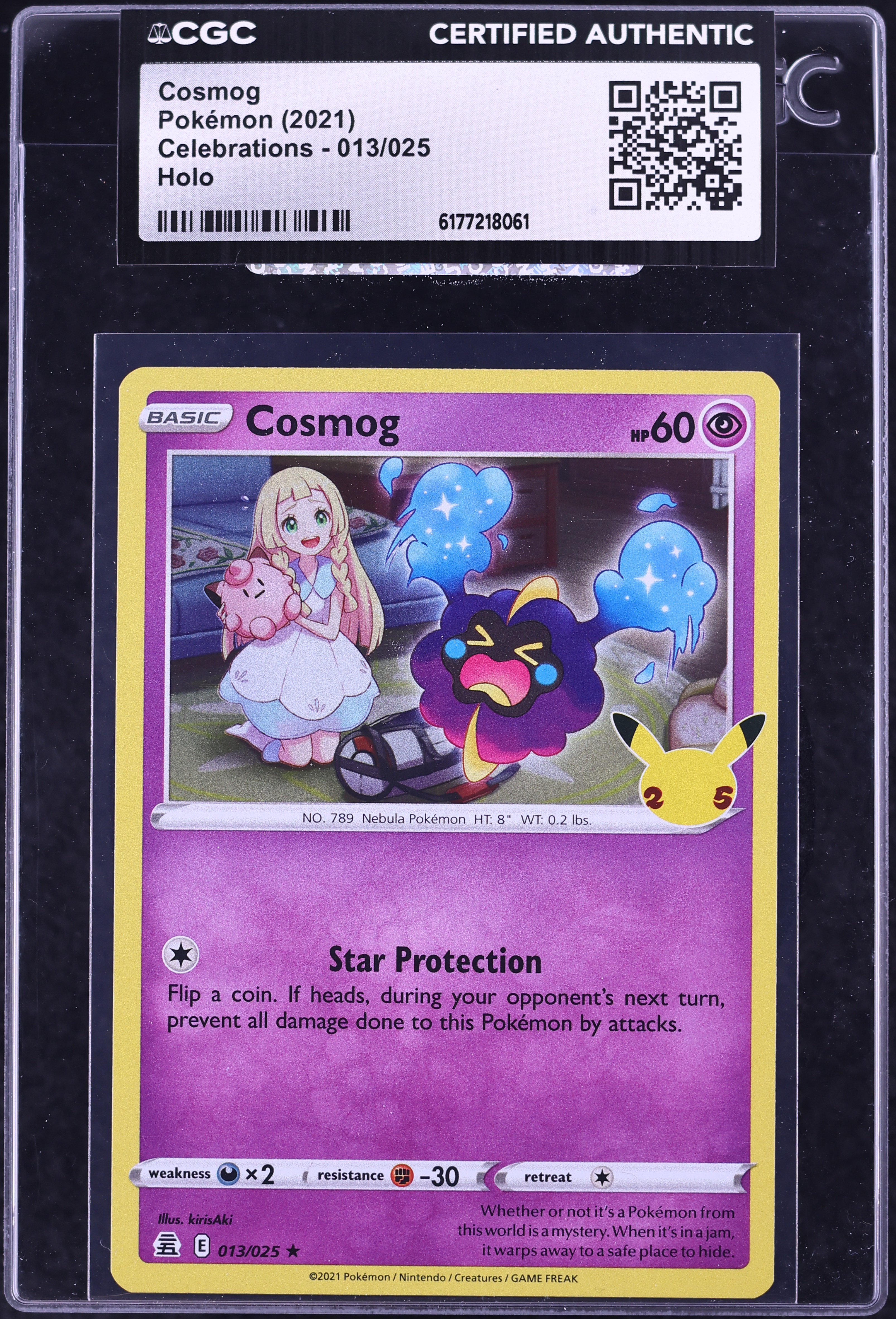 2021 Pokemon Sword & Shield Celebrations Holo Cosmog #13 CGC AUTH
