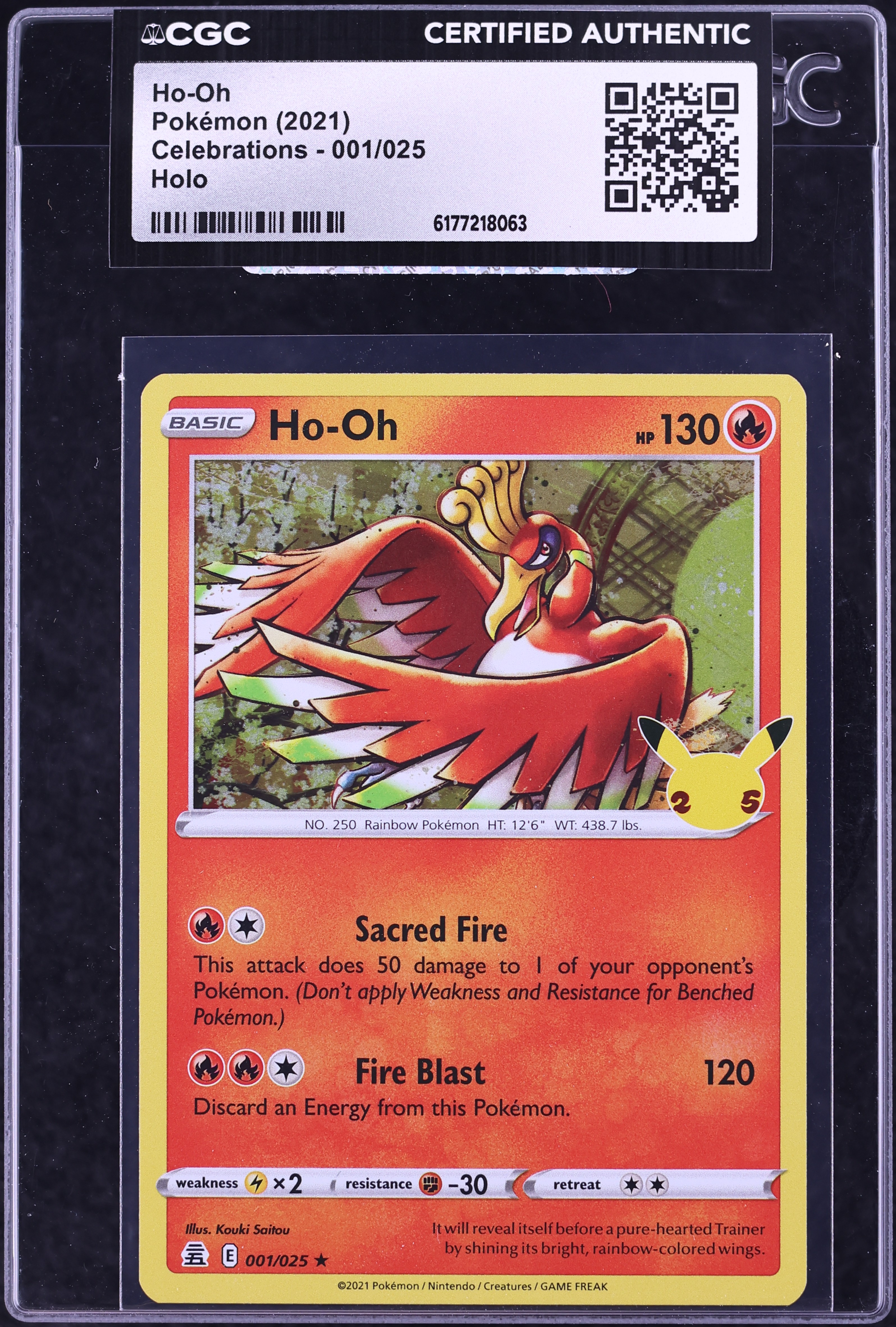 2021 Pokemon Sword & Shield Celebrations Holo Ho-Oh #1 CGC AUTH
