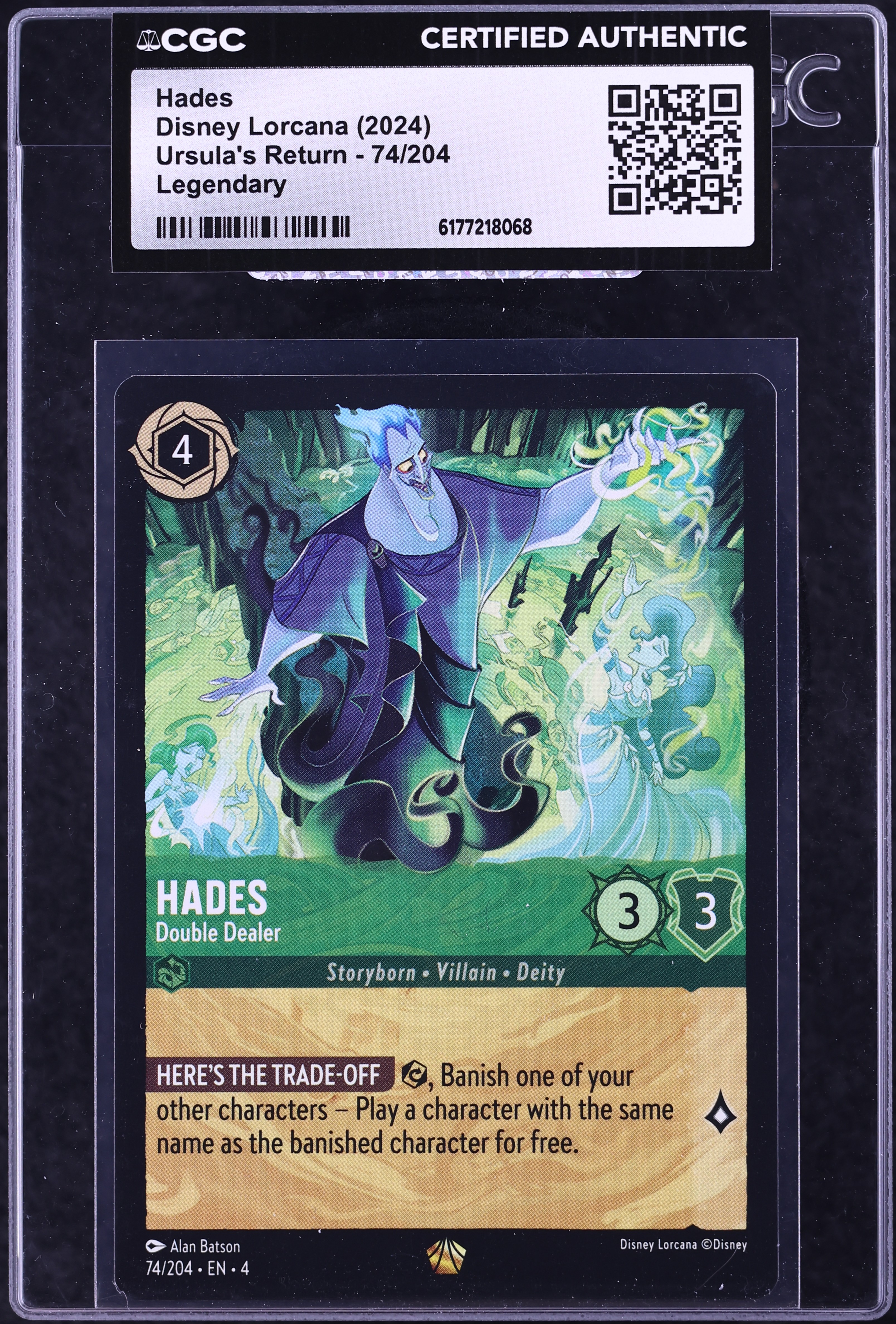 2024 Disney Lorcana Ursula's Return Hades #74 CGC AUTH