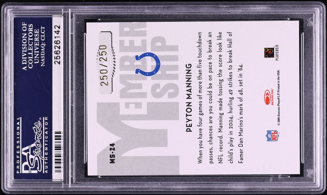 2005 Donruss Classics Membership Gold Peyton Manning 250/250 #MS-24 PSA 10