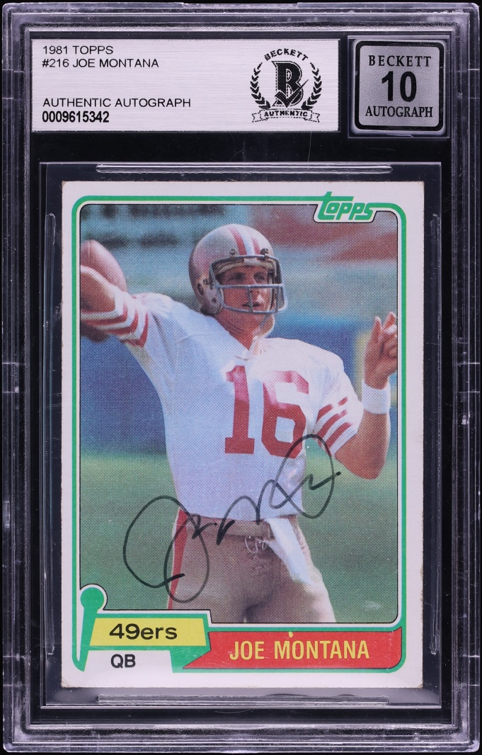 1981 Topps Football Joe Montana ROOKIE AUTO #216 BAS BGS AUTH