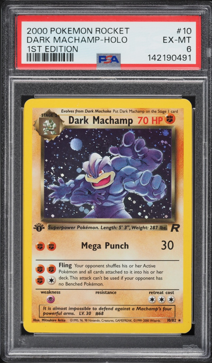 2000 Pokemon Team Rocket 1st Edition Holo Dark Machamp #10 PSA 6 EXMT