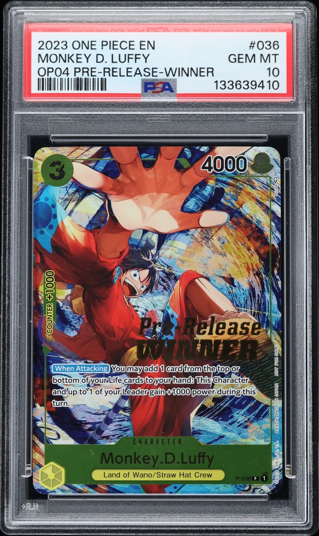 2023 One Piece Promo Pre-Release Winner Monkey D. Luffy #P-036 PSA 10 GEM MINT