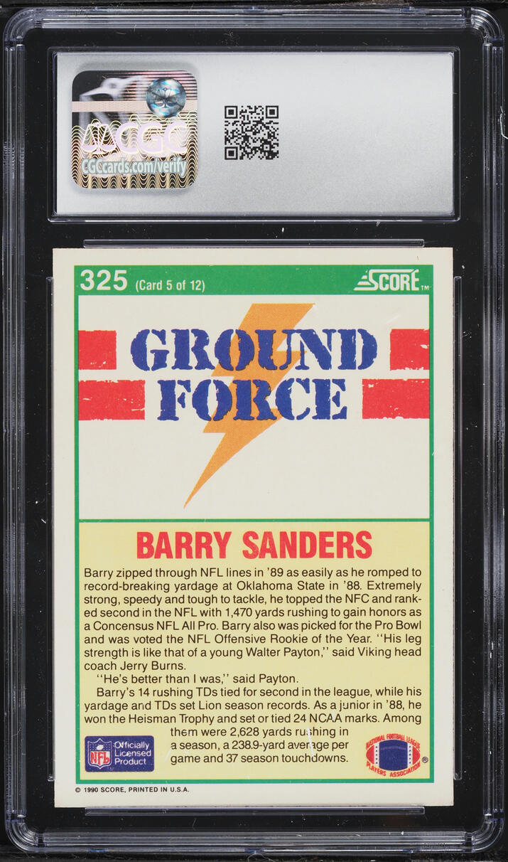 1990 Score Football Barry Sanders #325 CGC 10 GEM MINT