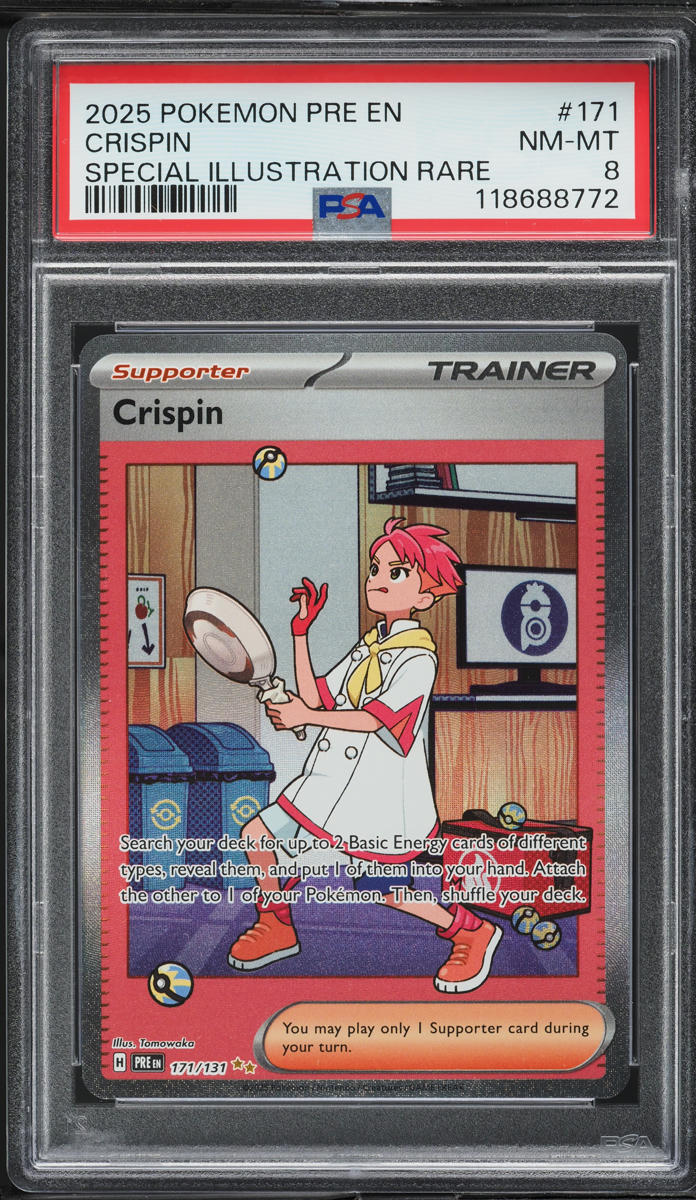 2025 Pokemon Scarlet & Violet Prismatic Evolutions SIR Crispin #171 PSA 8 NM-MT