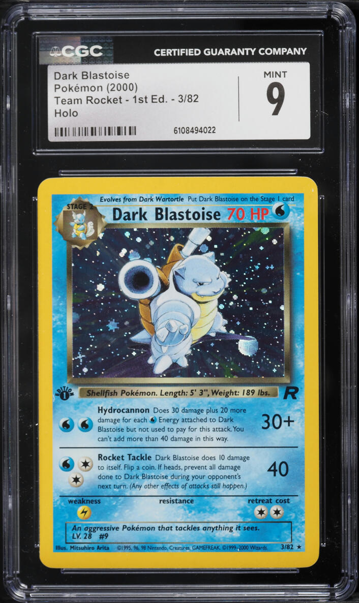 2000 Pokemon Team Rocket 1st Edition Holo Dark Blastoise #3 CGC 9 MINT