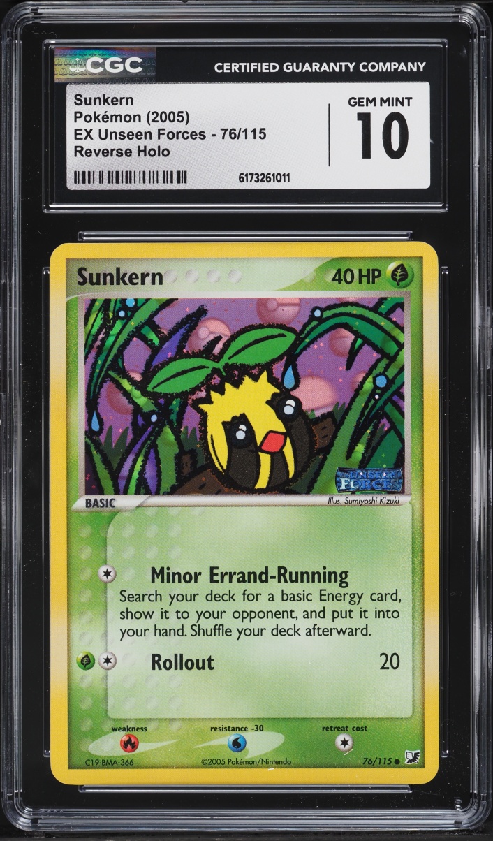 2005 Pokemon EX Unseen Forces Reverse Holo Sunkern #76 CGC 10 GEM MINT