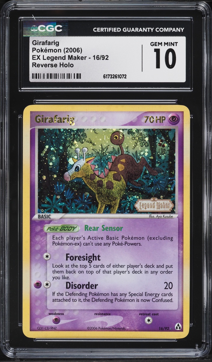 2006 Pokemon EX Legend Maker Reverse Holo Girafarig #16 CGC 10 GEM MINT