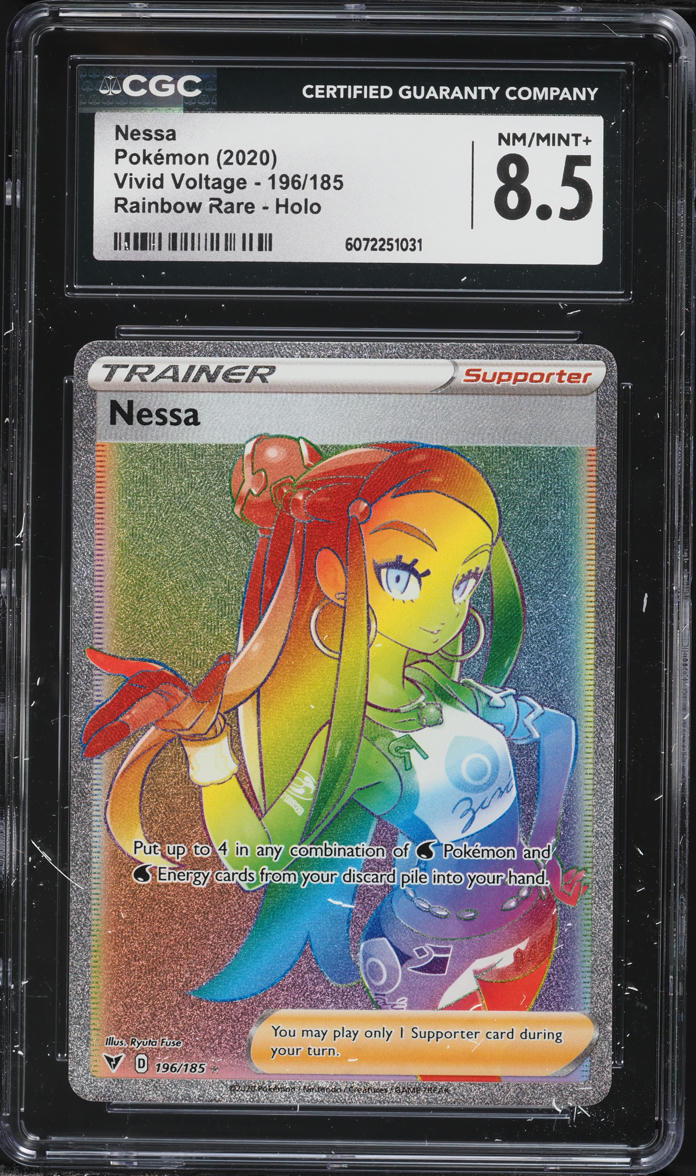 2020 Pokemon Sword & Shield Vivid Voltage Rainbow Rare Nessa #196 CGC 8.5 NM-MT+