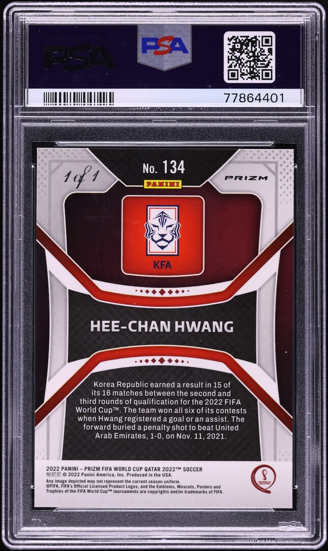 2022 Panini Prizm World Cup Qatar Black Hee-Chan Hwang 1/1 #134 PSA 8 NM-MT