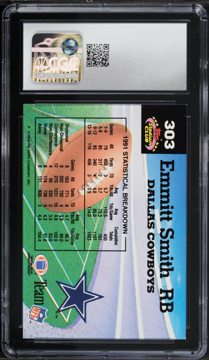 1992 Stadium Club Members Choice Emmitt Smith #303 CGC 6.5 EXMT+