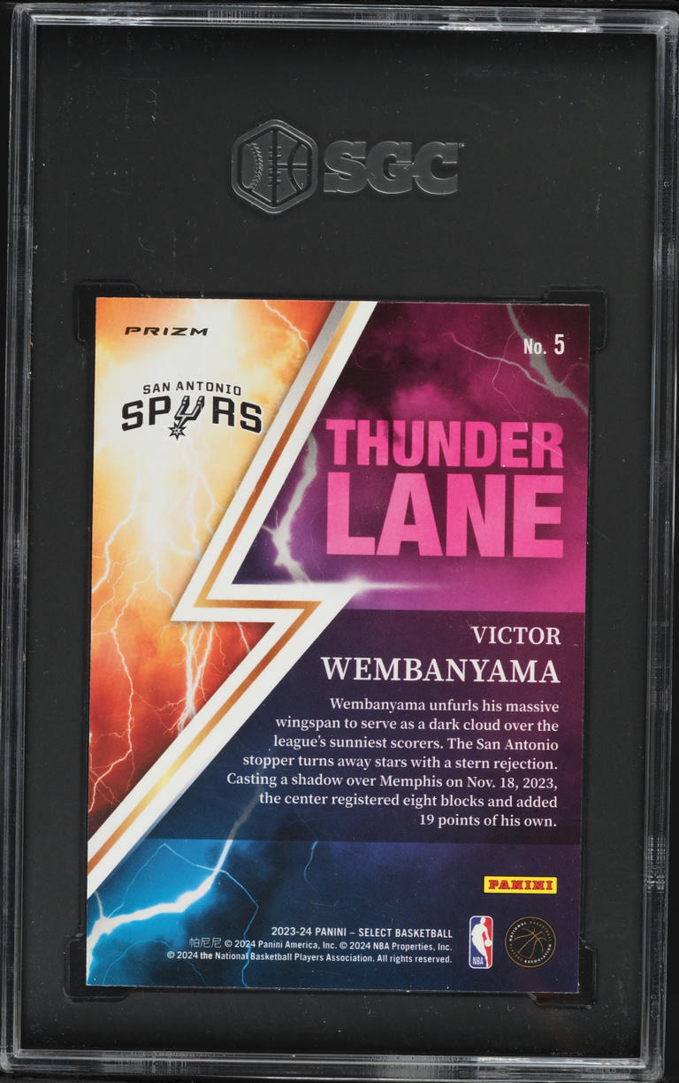 2023 Select Thunder Lane Silver Prizm Victor Wembanyama ROOKIE #5 SGC 10 GEM MINT