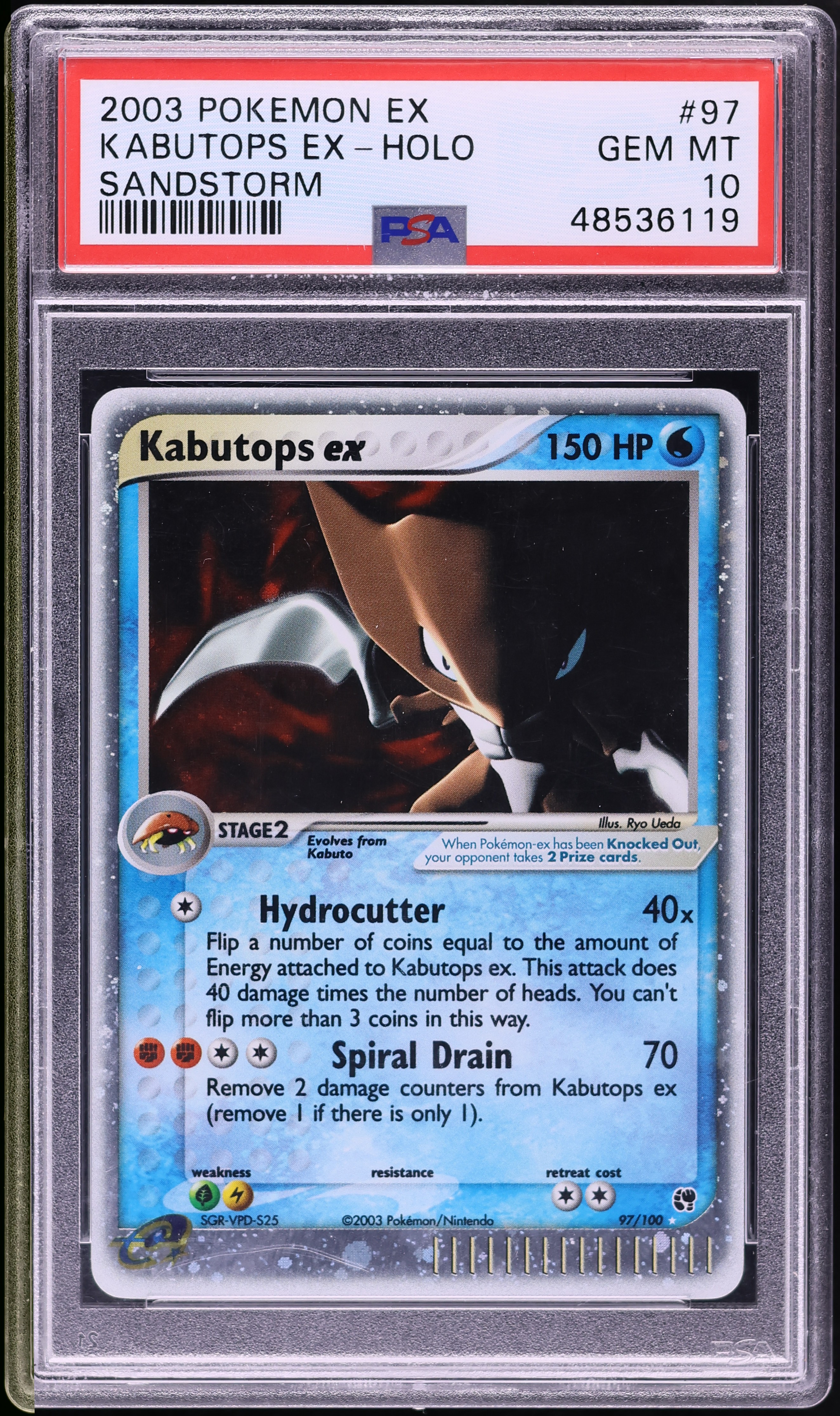 2003 Pokemon EX Sandstorm Holo Kabutops ex #97 PSA 10 GEM MINT