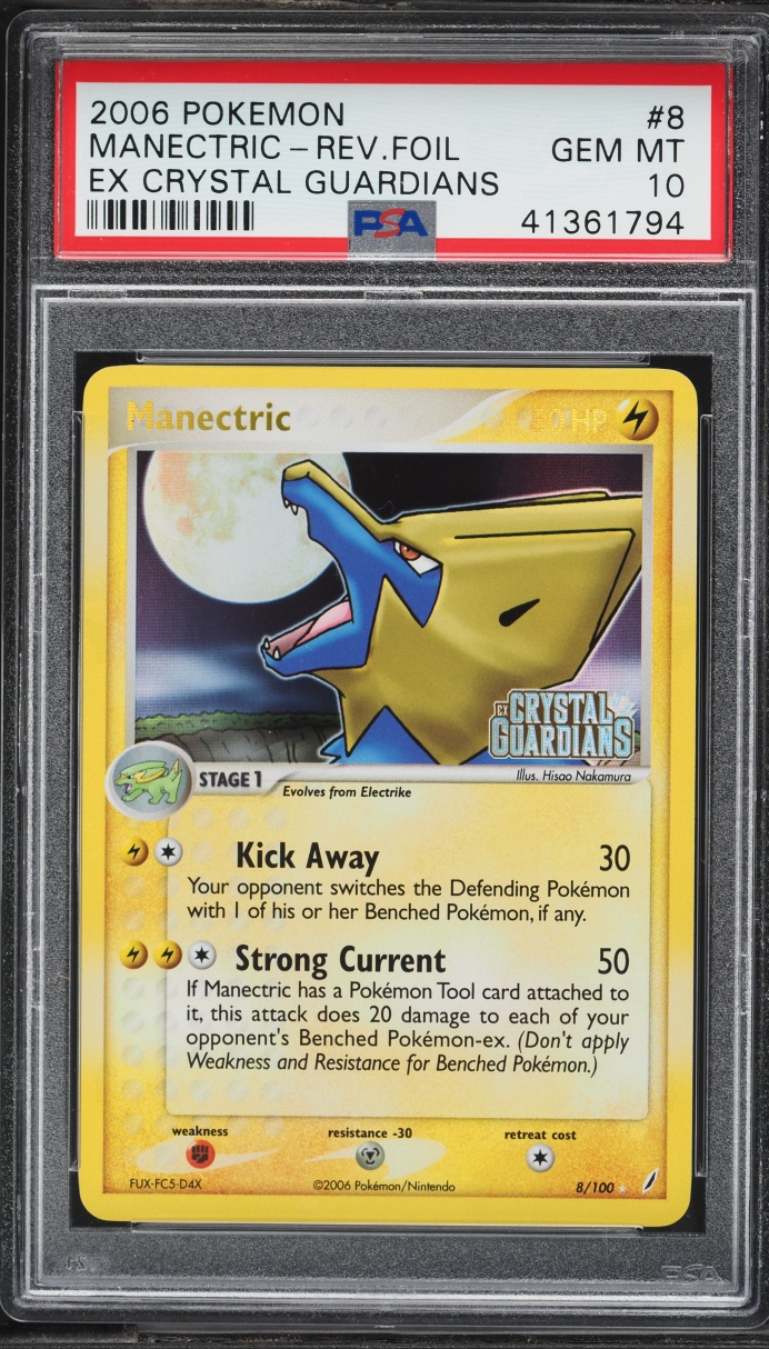2006 Pokemon EX Crystal Guardians Reverse Holo Manectric #8 PSA 10 GEM MINT