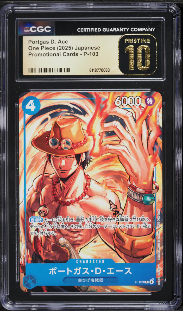 2025 One Piece Japanese Promo Portgas D. Ace #P-103 CGC 10 PRISTINE on ...