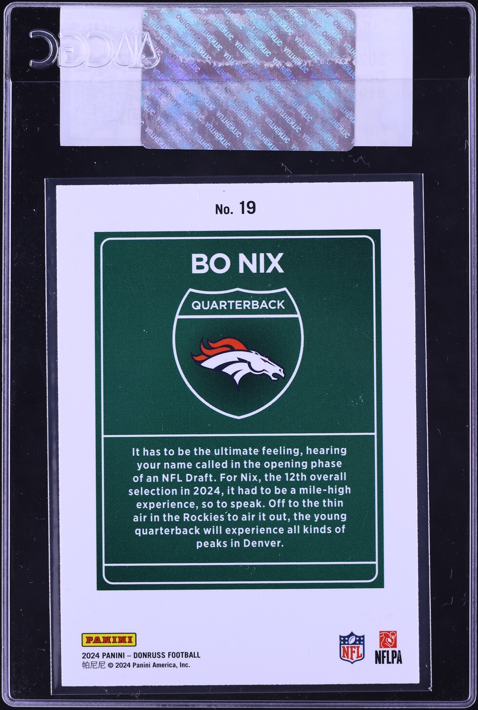 2024 Donruss Downtown Bo Nix ROOKIE #19 CGC AUTH