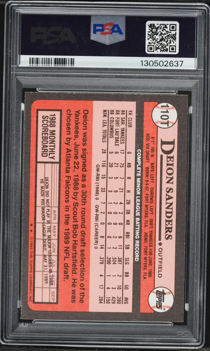 1989 Topps Traded Deion Sanders ROOKIE #110T PSA 6 EXMT