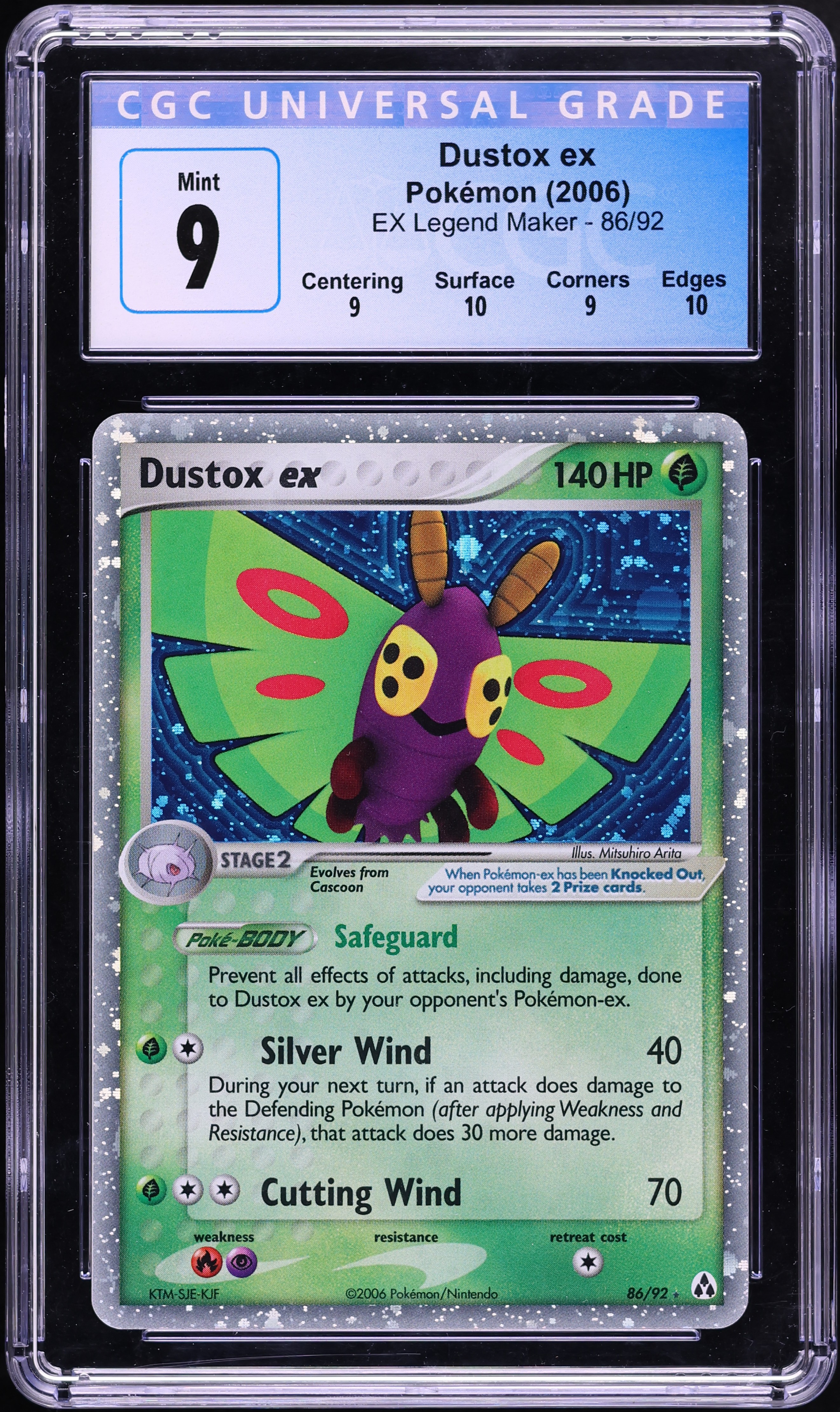 2006 Pokemon EX Legend Maker Holo Dustox EX #86 CGC 9 MINT