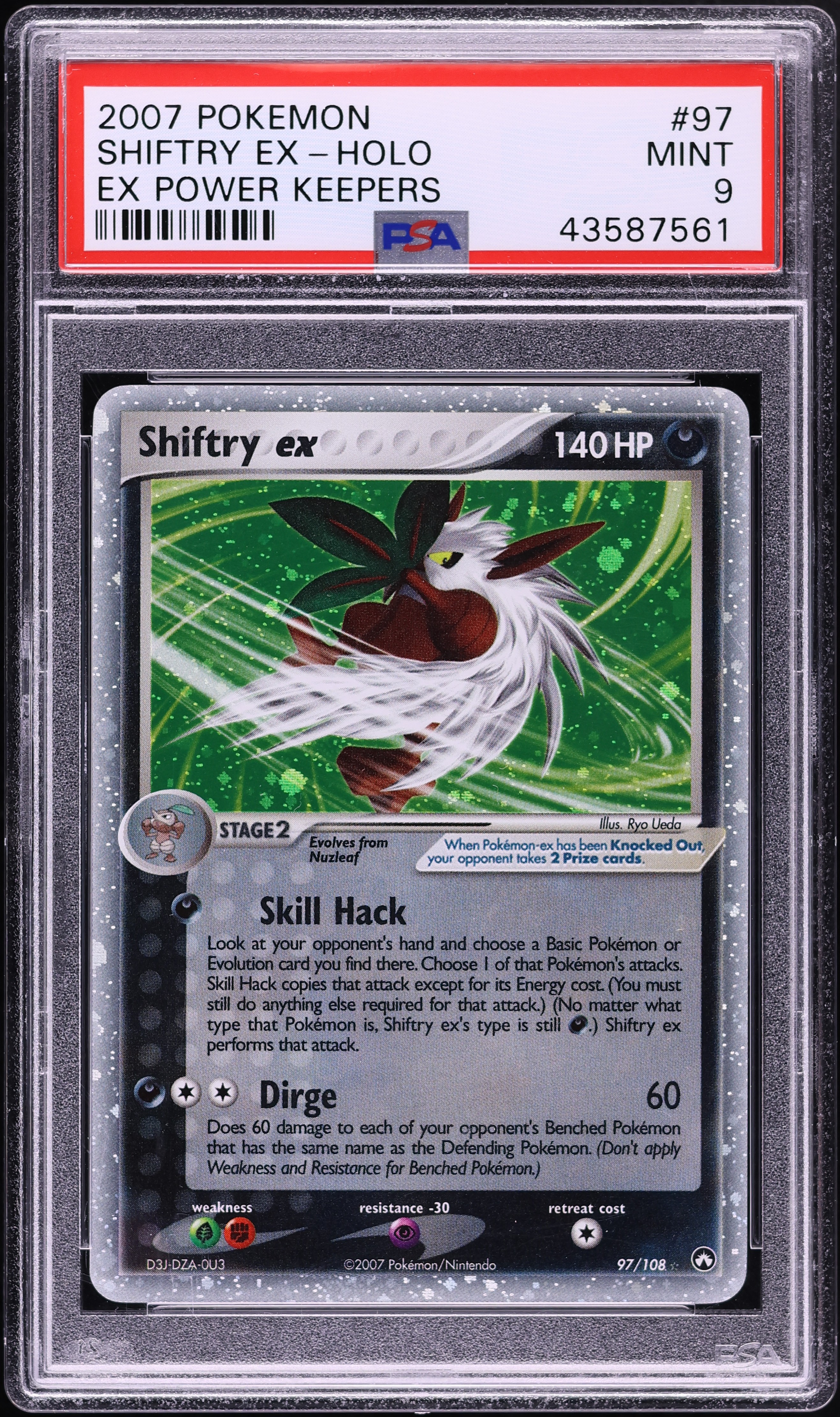 2007 Pokemon EX Power Keepers Holo Shiftry EX #97 PSA 9 MINT