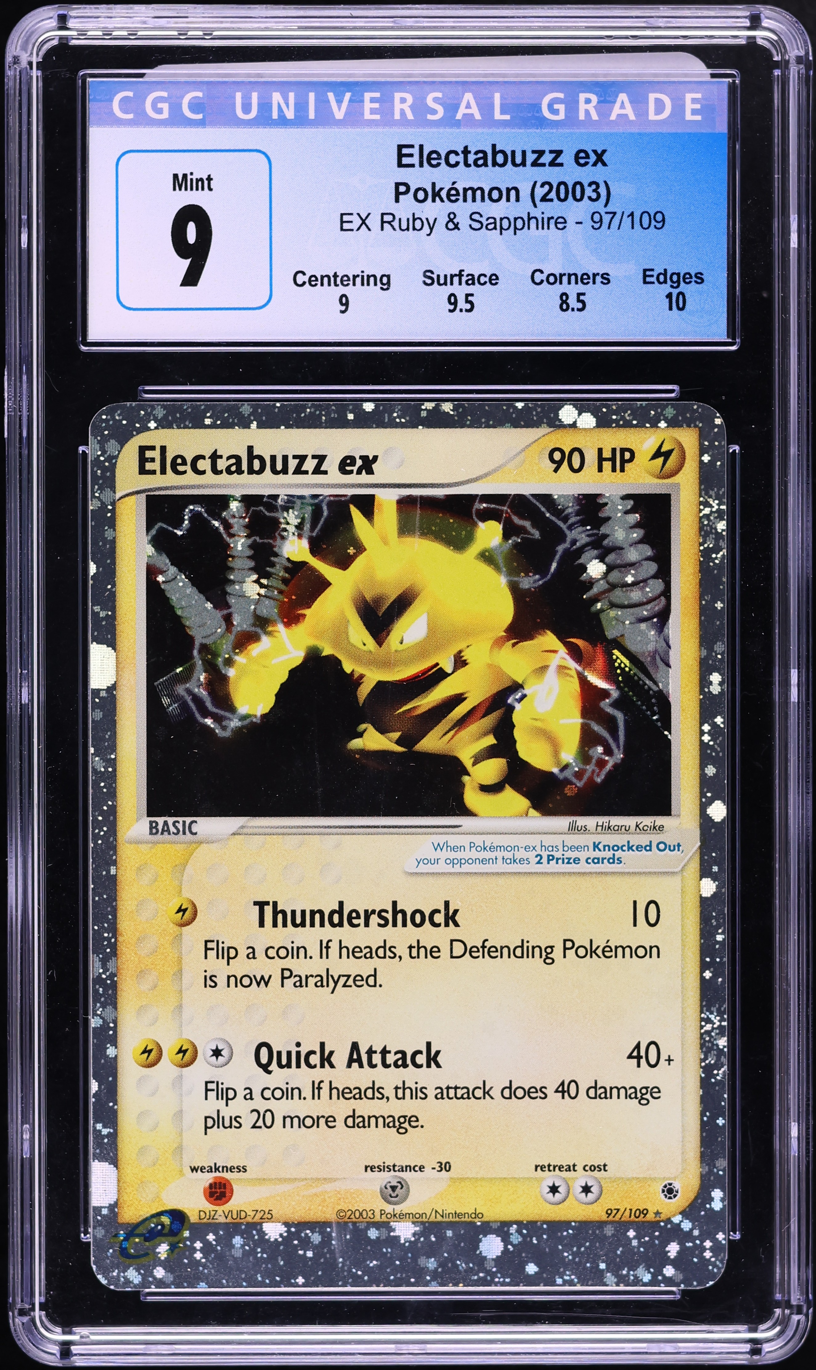 2003 Pokemon EX Ruby & Sapphire Holo Electabuzz EX #97 CGC 9 MINT