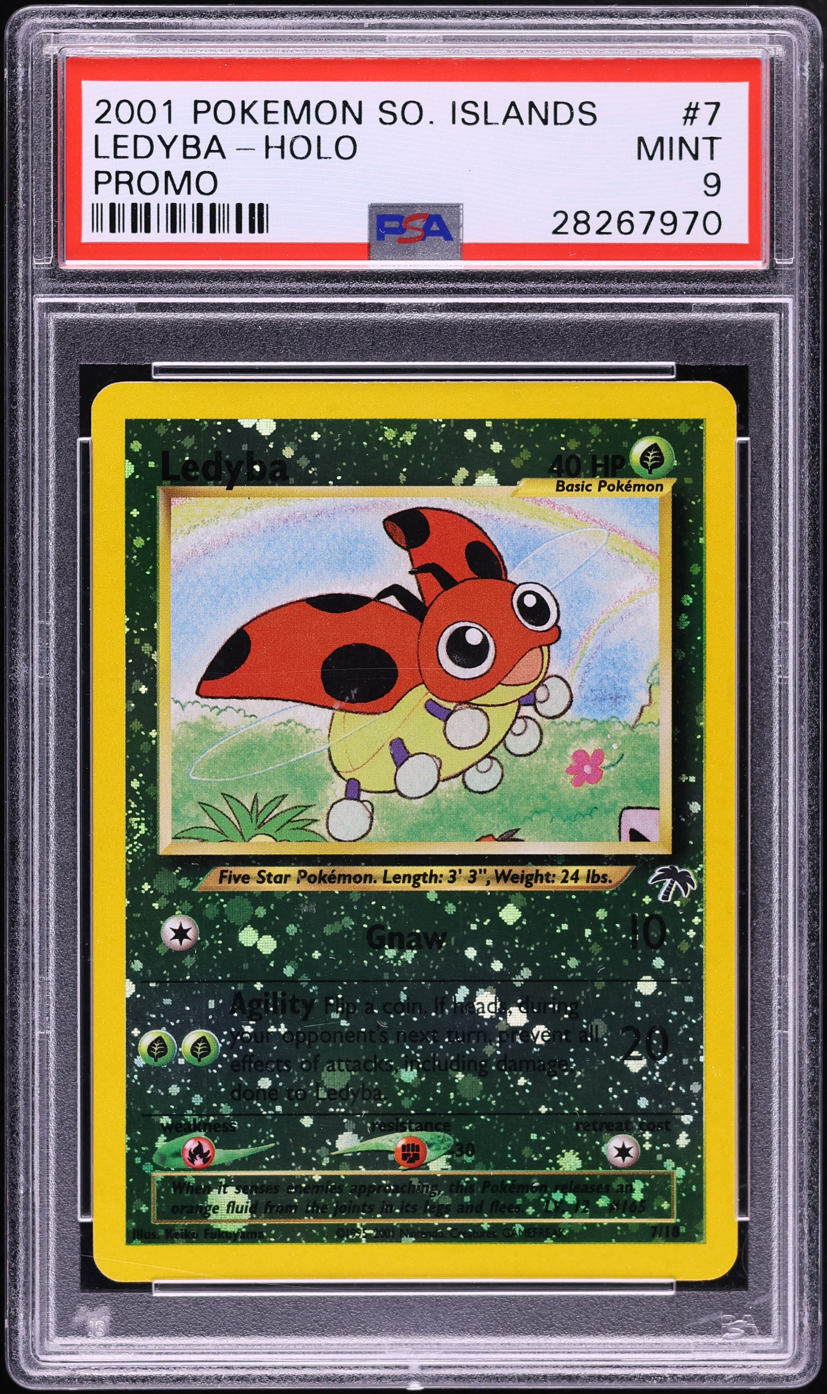 2001 Pokemon Southern Islands Promo Holo Ledyba #7 PSA 9 MINT