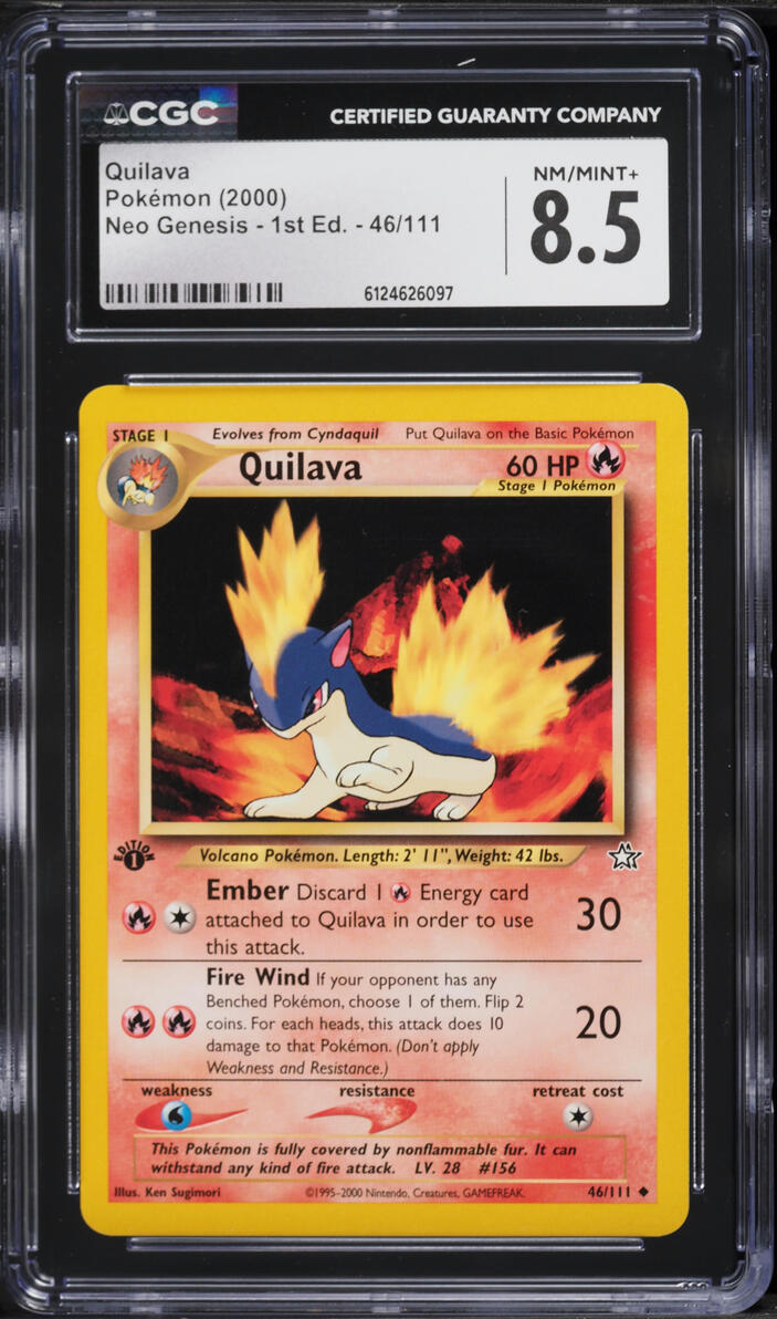 2000 Pokemon Neo Genesis 1st Edition Quilava #46 CGC 8.5 NM-MT+