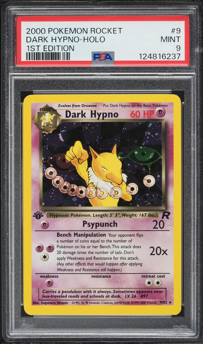 2000 Pokemon Rocket 1st Edition Holo Dark Hypno #9 PSA 9 MINT