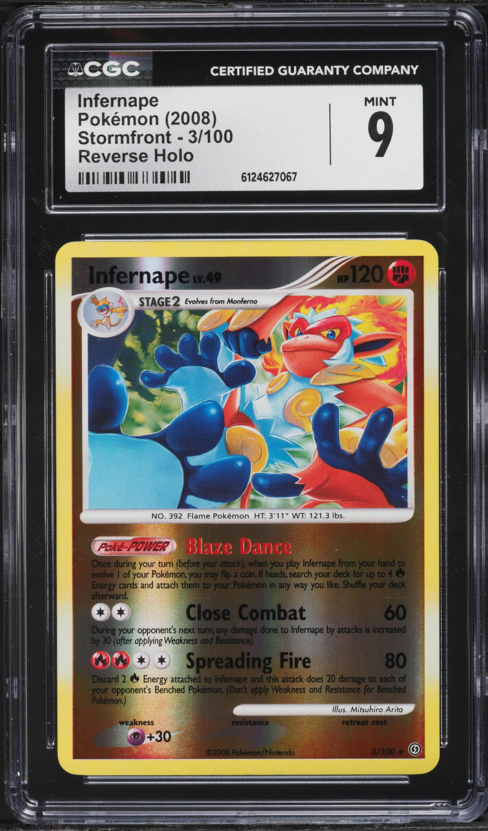 2008 Pokemon Stormfront Reverse Holo Infernape #3 CGC 9 MINT
