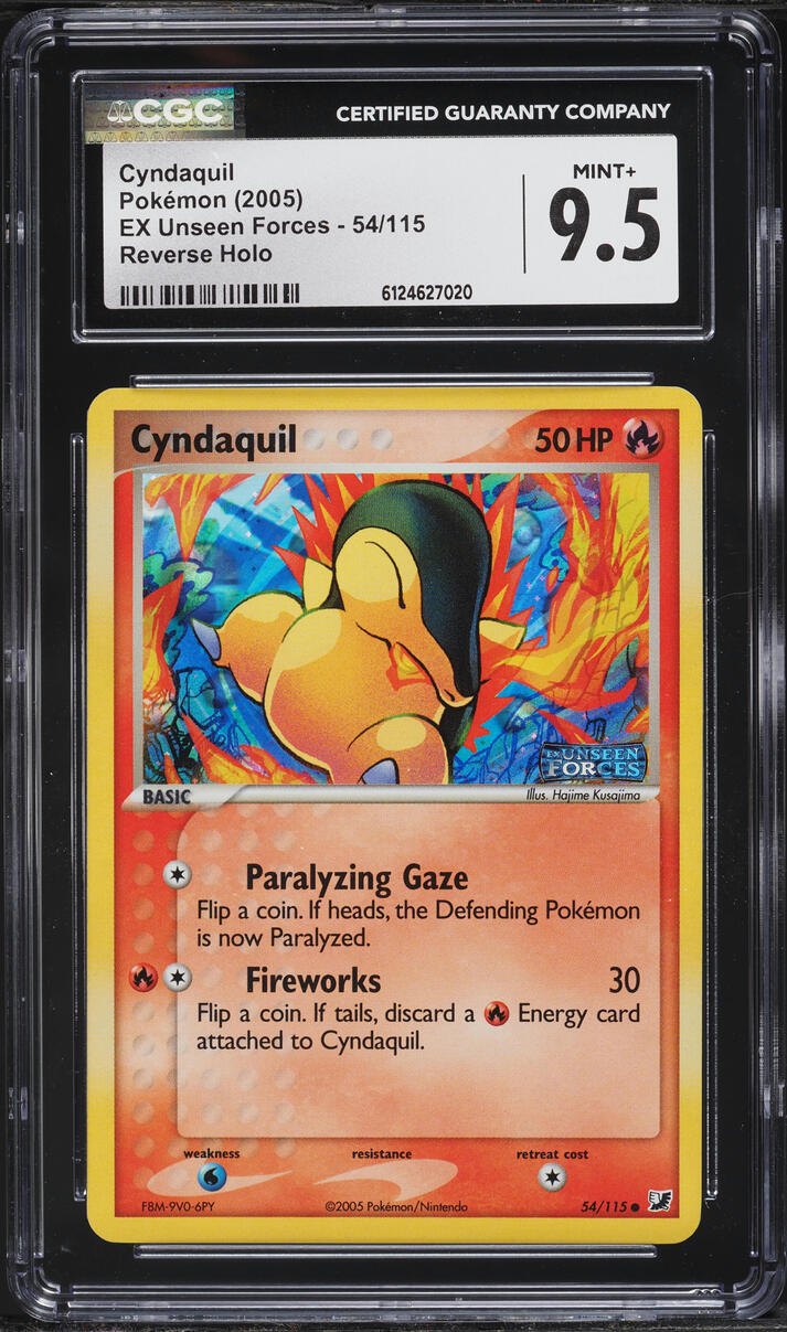 2005 Pokemon EX Unseen Forces Reverse Holo Cyndaquil #54 CGC 9.5 MINT+