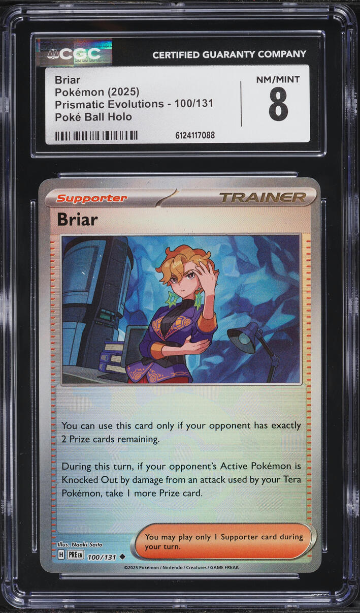 2025 Pokemon Scarlet & Violet Prismatic Evolutions Poke Ball Holo Briar #100 CGC 8 NM-MT