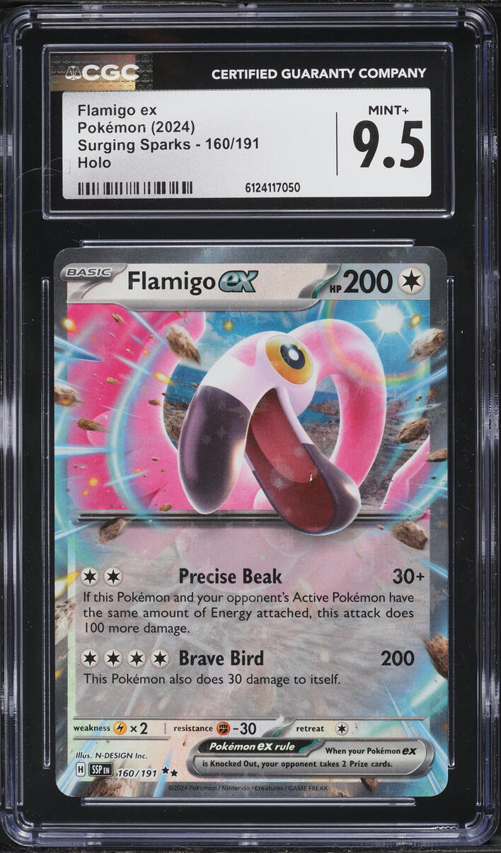 2024 Pokemon Scarlet & Violet Surging Sparks Holo Flamigo ex #160 CGC 9.5 MINT+