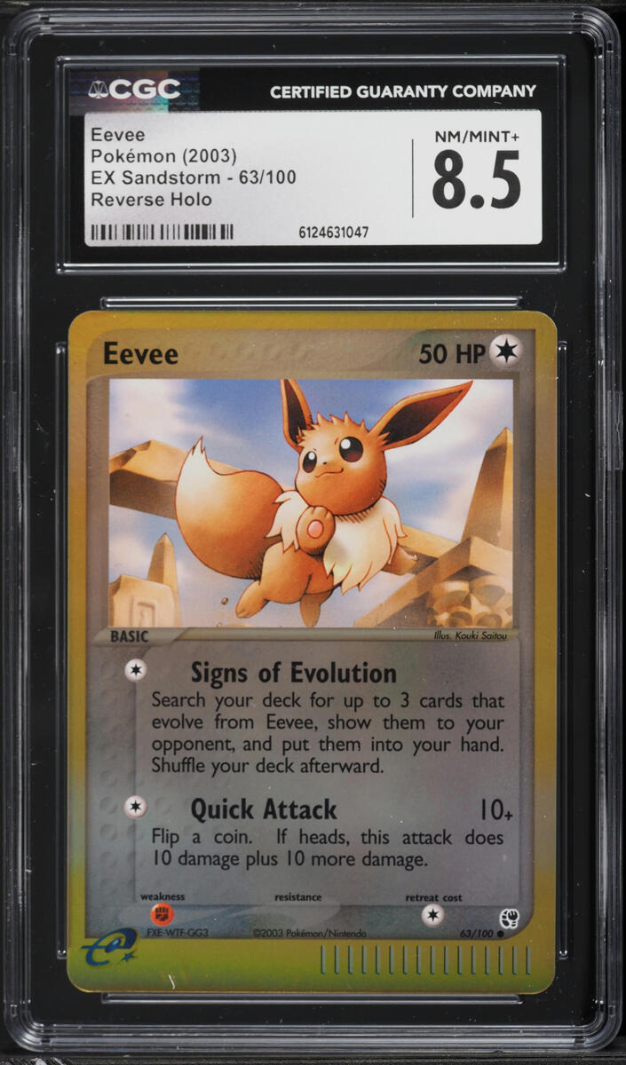 2003 Pokemon EX Sandstorm Reverse Holo Eevee #63 CGC 8.5 NM-MT+