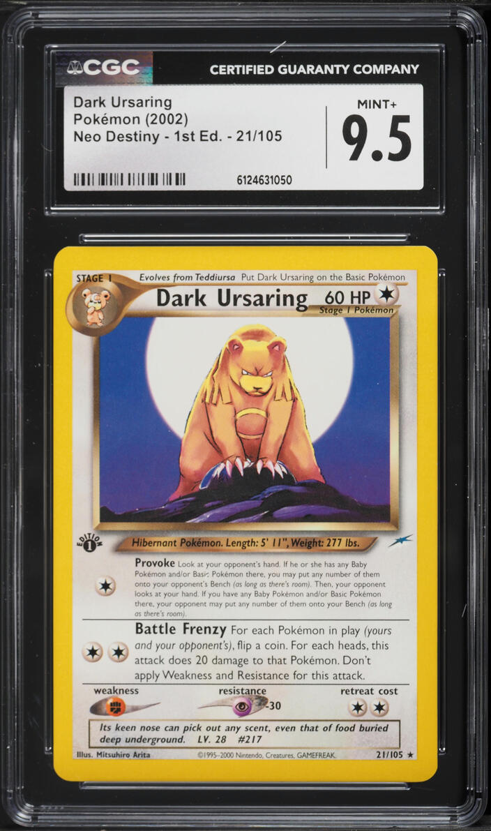 2002 Pokemon Neo Destiny 1st Edition Dark Ursaring #21 CGC 9.5 MINT+