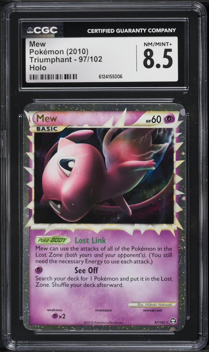 2010 Pokemon HeartGold & SoulSilver Triumphant Holo Mew #97 CGC 8.5 NM-MT+