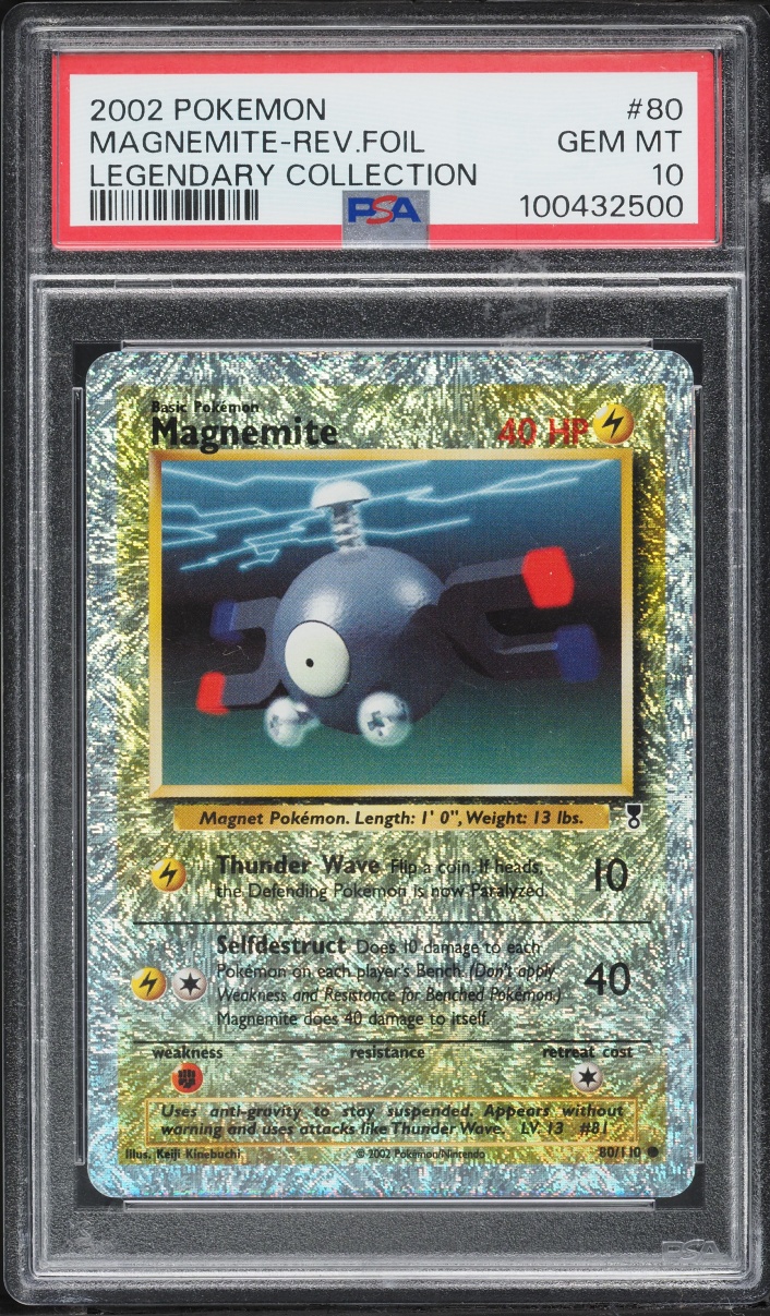 2002 Pokemon Legendary Collection Reverse Holo Magnemite #80 PSA 10 GEM MINT