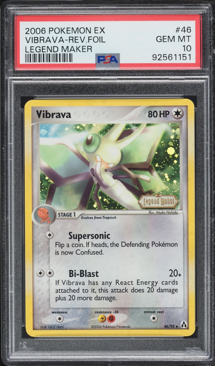 2006 Pokemon EX Legend Maker Reverse Holo Vibrava #46 PSA 10 GEM MINT