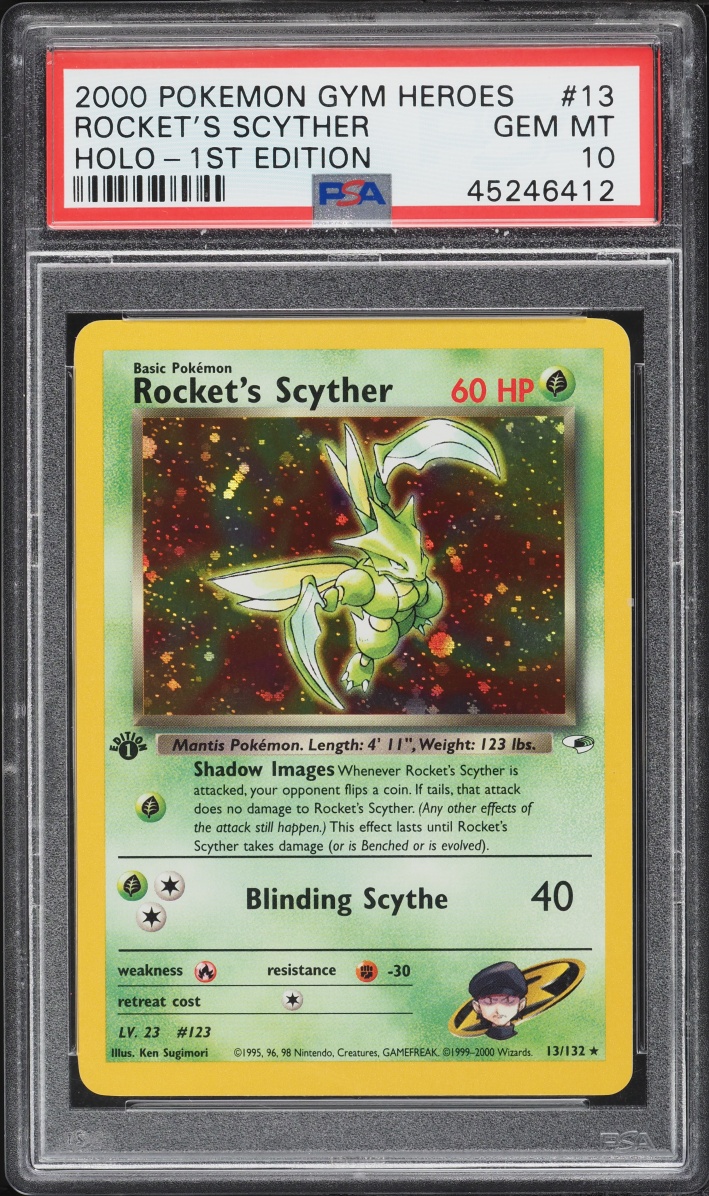 2000 Pokemon Gym Heroes 1st Edition Holo Rocket's Scyther #13 PSA 10 GEM MINT