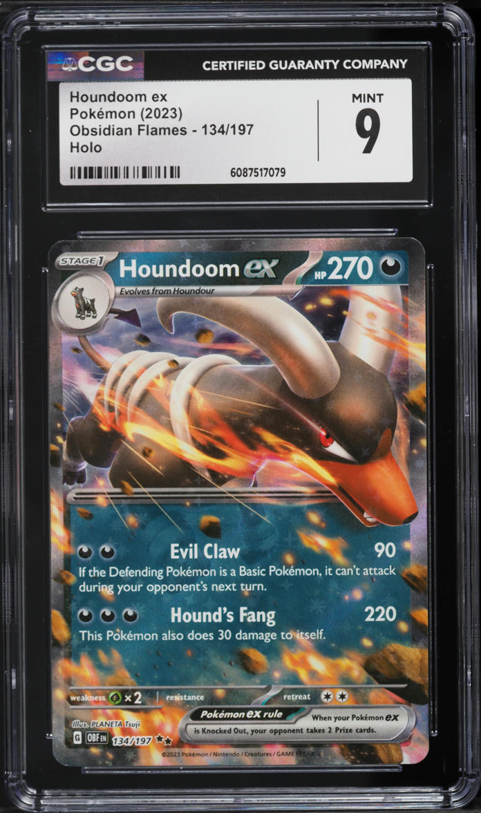 2023 Pokemon Scarlet & Violet Obsidian Flames Holo Houndoom ex #134 CGC 9 MINT